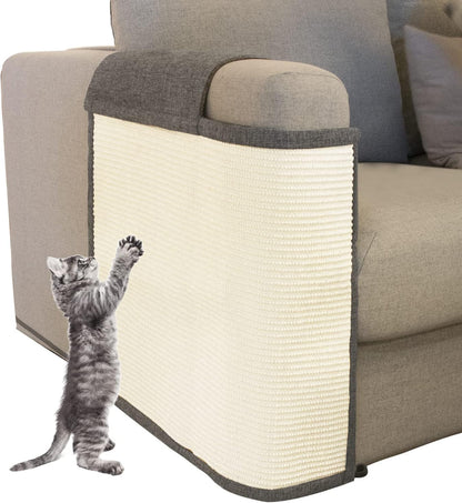 Cat Scratch Sofa Protector,Cat Scratching Couch Protector with 19.7''L*23.6''W Natural Sisal Cat Scratcher Mat for Protecting Couch Sofa Chair (Dark Grey/Right Hand)