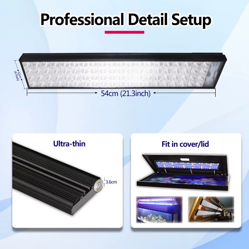 60CM -Wifi Marine Aquarium Light, Full Spectrum LED Aquarium Lamp Timer for 55-70Cm 24" Coral Reef SPS/LPS Fish Tank