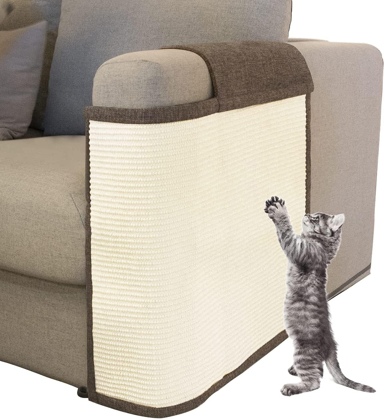 Cat Scratch Sofa Protector,Cat Scratching Couch Protector with 19.7''L*23.6''W Natural Sisal Cat Scratcher Mat for Protecting Couch Sofa Chair (Dark Grey/Right Hand)