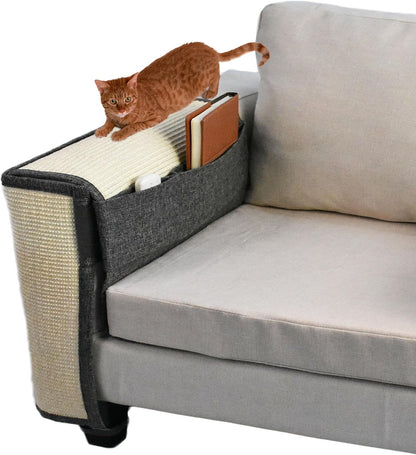 Cat Scratch Sofa Protector,Cat Scratching Couch Protector with 19.7''L*23.6''W Natural Sisal Cat Scratcher Mat for Protecting Couch Sofa Chair (Dark Grey/Right Hand)