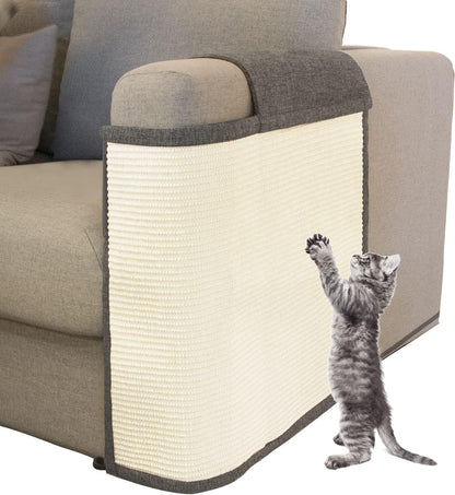 Cat Scratch Sofa Protector,Cat Scratching Couch Protector with 19.7''L*23.6''W Natural Sisal Cat Scratcher Mat for Protecting Couch Sofa Chair (Dark Grey/Right Hand)