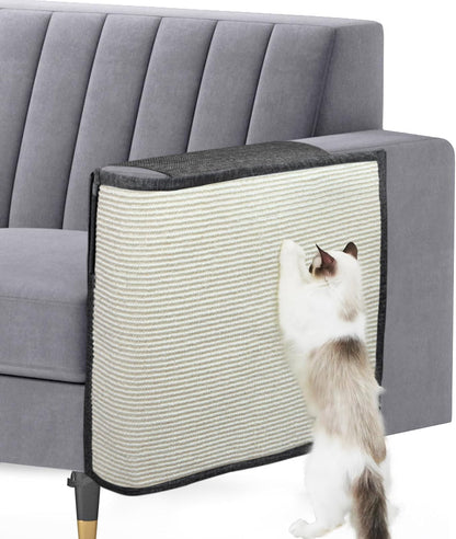 Cat Scratch Sofa Protector,Cat Scratching Couch Protector with 19.7''L*23.6''W Natural Sisal Cat Scratcher Mat for Protecting Couch Sofa Chair (Dark Grey/Right Hand)
