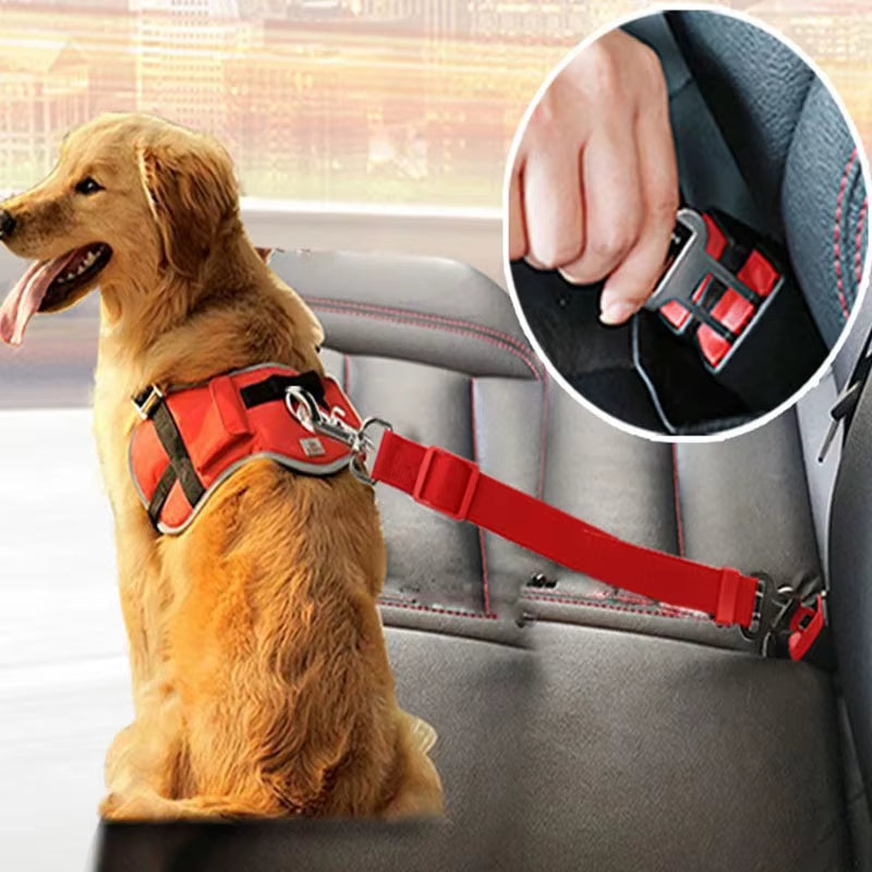 Adjustable Pet Car Seat Belt & Harness - Safe Travel Solution for Dogs and Cats