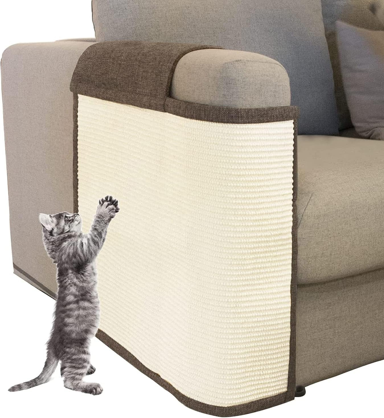 Cat Scratch Sofa Protector,Cat Scratching Couch Protector with 19.7''L*23.6''W Natural Sisal Cat Scratcher Mat for Protecting Couch Sofa Chair (Dark Grey/Right Hand)