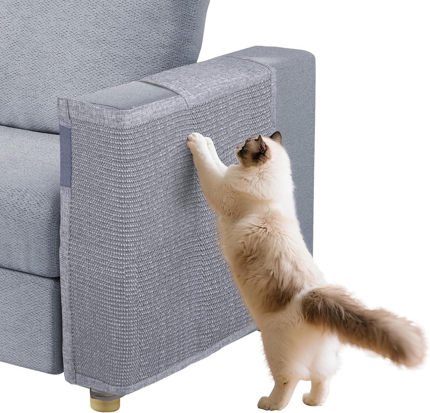 Cat Scratch Sofa Protector,Cat Scratching Couch Protector with 19.7''L*23.6''W Natural Sisal Cat Scratcher Mat for Protecting Couch Sofa Chair (Dark Grey/Right Hand)
