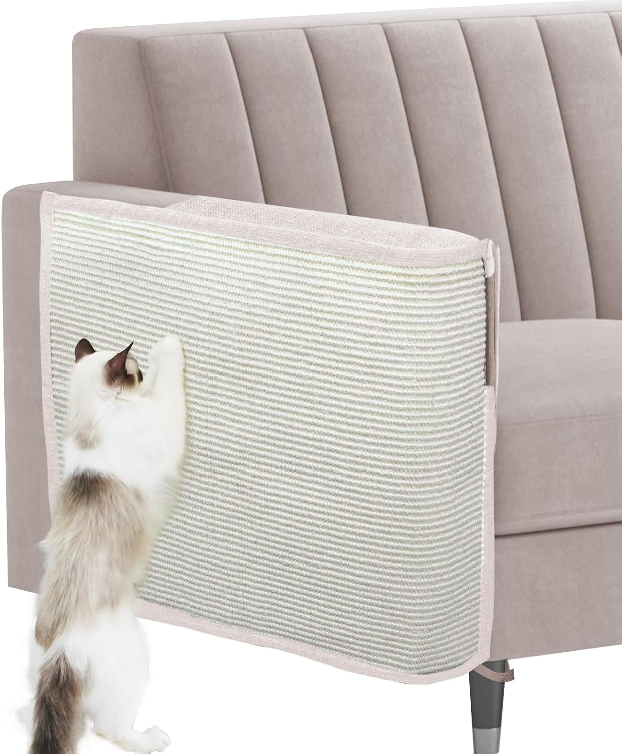 Cat Scratch Sofa Protector,Cat Scratching Couch Protector with 19.7''L*23.6''W Natural Sisal Cat Scratcher Mat for Protecting Couch Sofa Chair (Dark Grey/Right Hand)