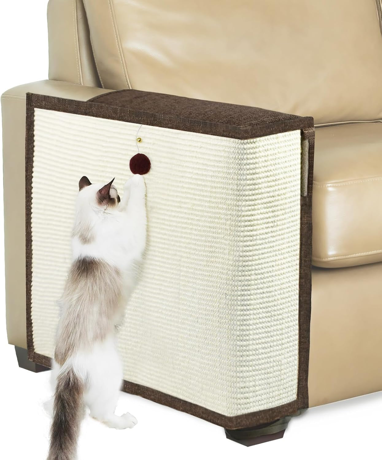 Cat Scratch Sofa Protector,Cat Scratching Couch Protector with 19.7''L*23.6''W Natural Sisal Cat Scratcher Mat for Protecting Couch Sofa Chair (Dark Grey/Right Hand)