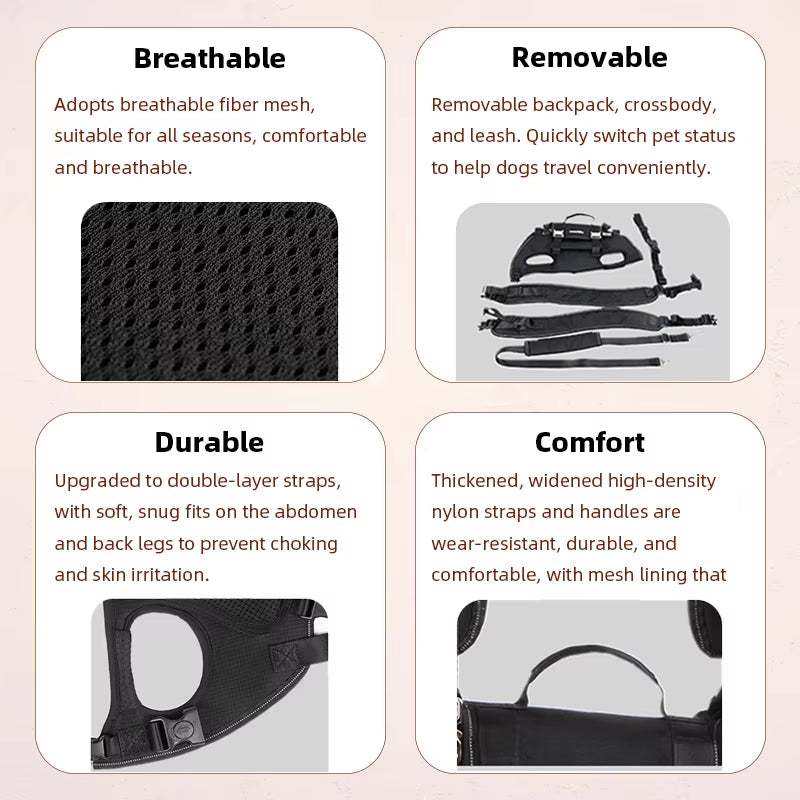 Ultimate Outdoor Dog Backpack Carrier - Comfortable, Breathable, and Spine-Safe for Hiking Adventures!