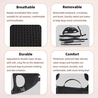 Ultimate Outdoor Dog Backpack Carrier - Comfortable, Breathable, and Spine-Safe for Hiking Adventures!